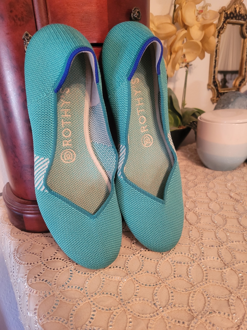Rothy's Women's Teal Knit Flats
